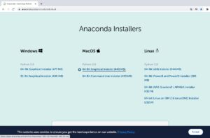 Anacondaのダウンロードページ下部（MacOS）